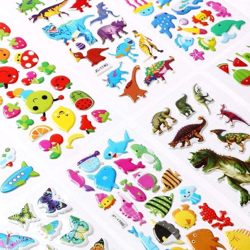 3D Stickers for Kids Puffy Stickers 550+ Children Stickers 22 Variety Sheets for Rewarding Gifts Scrapbooking Including Animals, Fish, Dinosaurs, Numbers, Fruits, Trucks, Butterfly and More